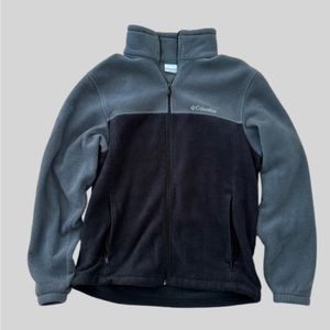 Mens black & Grey fleece Columbia zip up/ Size Large
